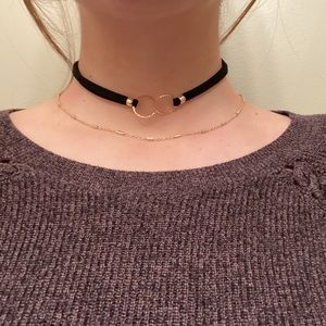 Soft Gold and Black Choker And Matching Gold Necklace